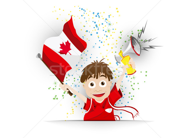 Stock photo: Canada Soccer Fan Flag Cartoon
