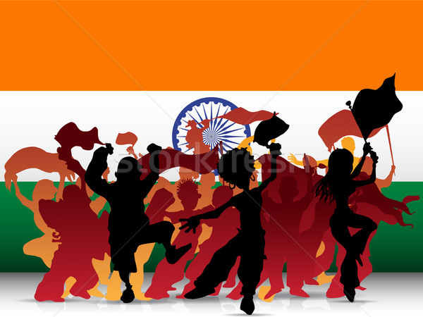 Foto stock: India · deporte · ventilador · multitud · bandera · vector