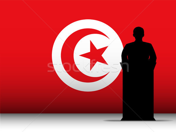 Turkey Speech Tribune Silhouette with Flag Background Stock photo © gubh83