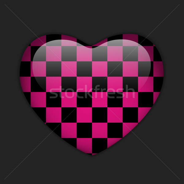 alentines Day Glossy Emo Heart. Pink and Black Checkers Stock photo © gubh83