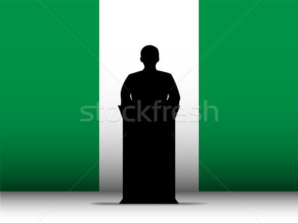 Nigeria Speech Tribune Silhouette with Flag Background Stock photo © gubh83