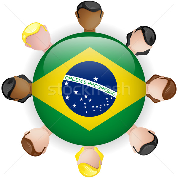 Brasile bandiera pulsante lavoro di squadra persone gruppo Foto d'archivio © gubh83
