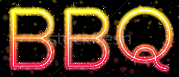 Barbecue Orange and Yellow Neon Sign Stock photo © gubh83