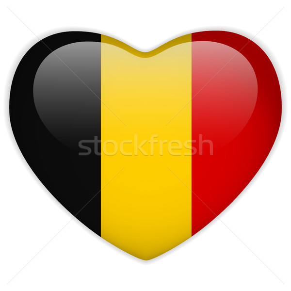 Belgium Flag Heart Glossy Button Stock photo © gubh83