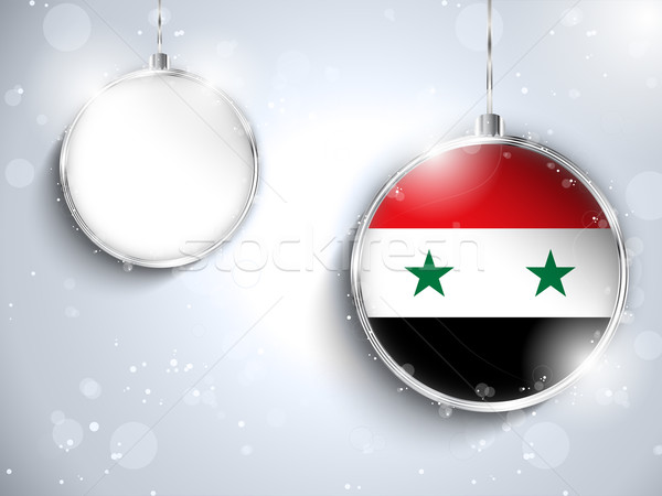 Foto stock: Alegre · natal · prata · bola · bandeira · Síria