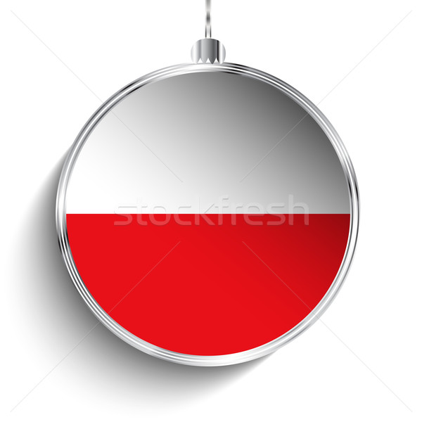 Foto stock: Alegre · Navidad · plata · pelota · bandera · Polonia