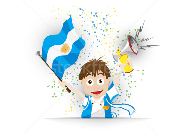 Stock fotó: Argentína · futball · ventillátor · zászló · rajz · vektor