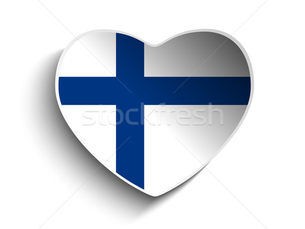 Foto stock: Finlandia · bandera · corazón · papel · etiqueta · vector