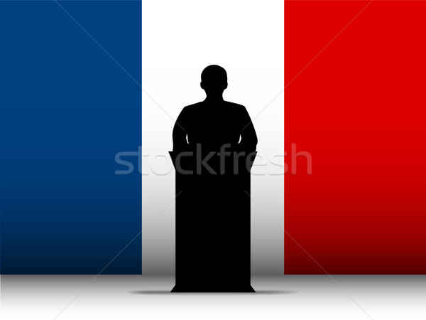 France Speech Tribune Silhouette with Flag Background Stock photo © gubh83
