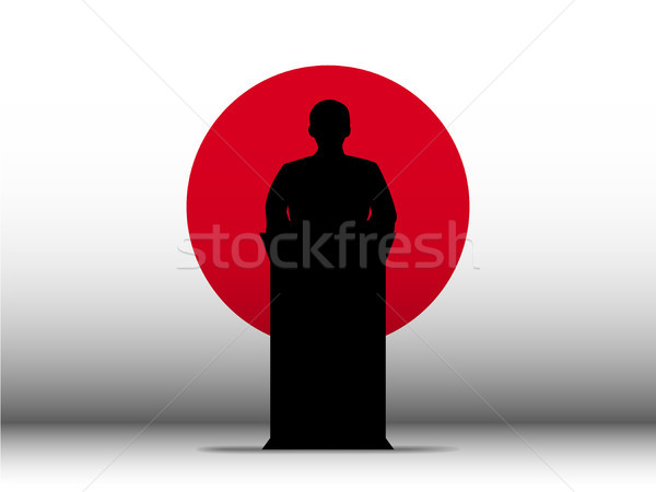 Japan Speech Tribune Silhouette with Flag Background Stock photo © gubh83