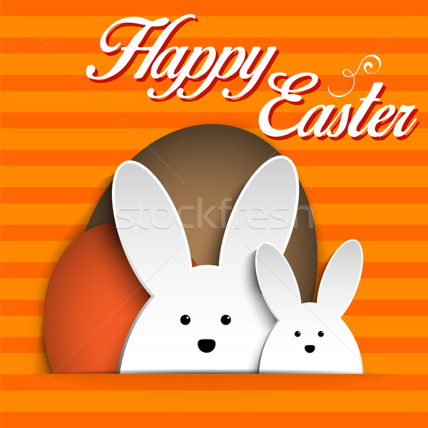 Stock fotó: Kellemes · húsvétot · nyúl · nyuszi · narancs · vektor · tavasz