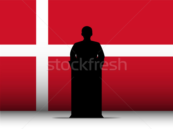 Denmark Speech Tribune Silhouette with Flag Background Stock photo © gubh83