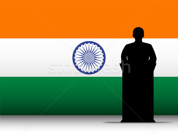 India Speech Tribune Silhouette with Flag Background Stock photo © gubh83