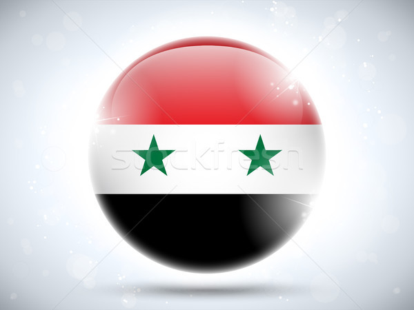 Zdjęcia stock: Syria · banderą · przycisk · wektora · szkła