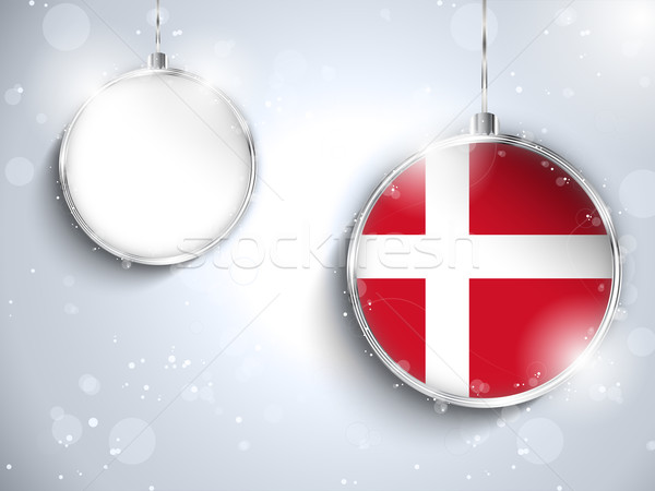 Merry Christmas Silver Ball with Flag Denmark Stock photo © gubh83