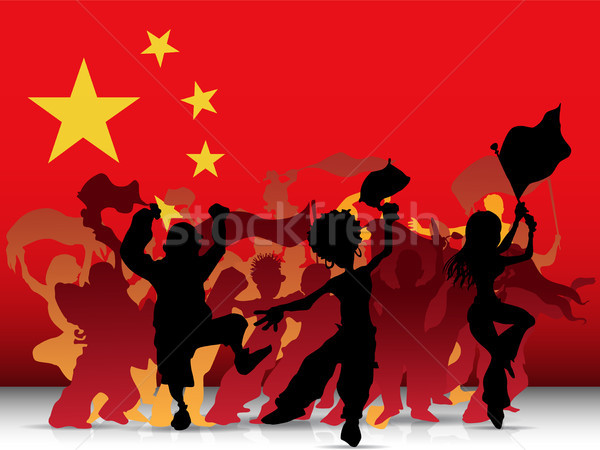 China Sport Fan Crowd with Flag Stock photo © gubh83