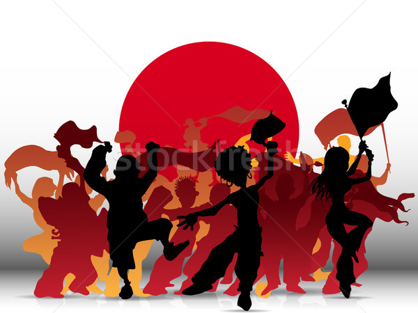 Foto stock: Japón · deporte · ventilador · multitud · bandera · vector