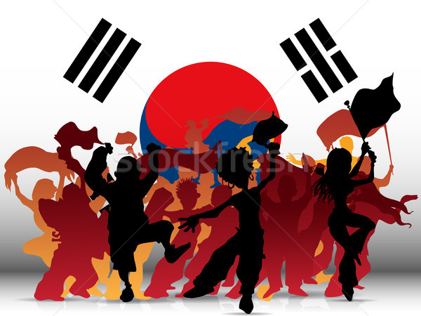 Güney Kore spor fan kalabalık bayrak vektör Stok fotoğraf © gubh83