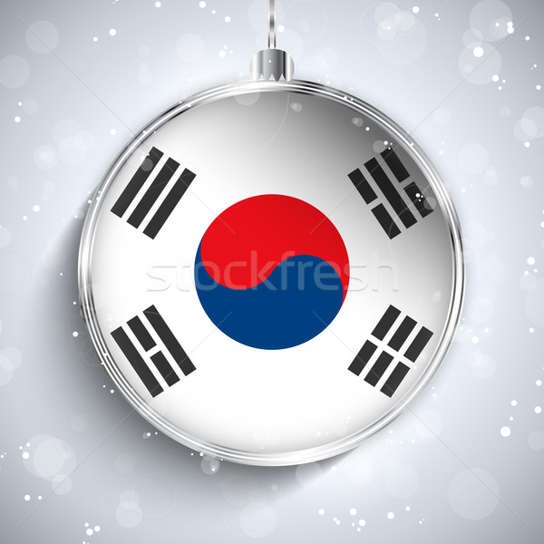 Merry Christmas Silver Ball with Flag South Korea Stock photo © gubh83