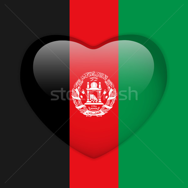 Afghanistan Flag Heart Glossy Button Stock photo © gubh83