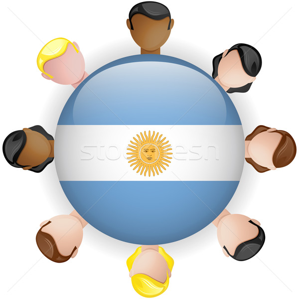 Argentina bandiera pulsante lavoro di squadra persone gruppo Foto d'archivio © gubh83