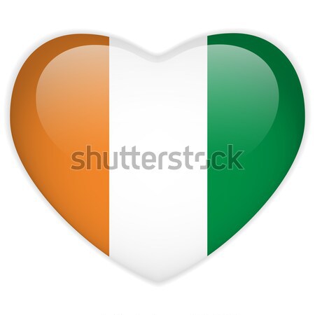 Ireland Flag Heart Glossy Button Stock photo © gubh83