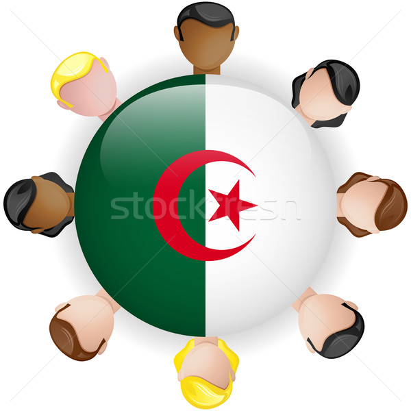 Algeria bandiera pulsante lavoro di squadra persone gruppo Foto d'archivio © gubh83