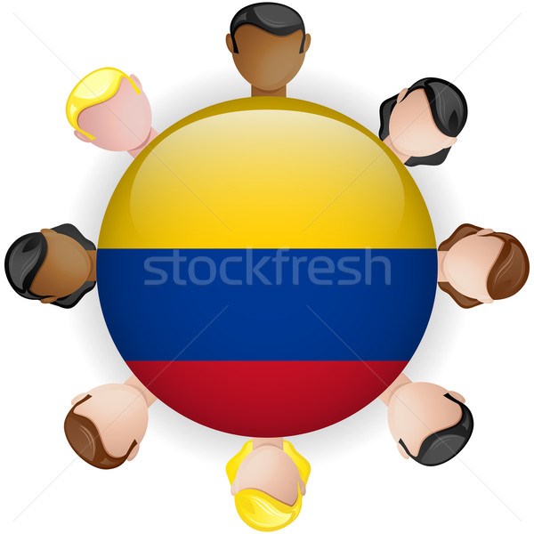 Colombia bandiera pulsante lavoro di squadra persone gruppo Foto d'archivio © gubh83