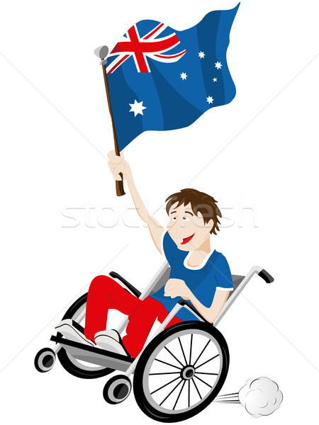 Australia Sport Fan Supporter on Wheelchair with Flag Stock photo © gubh83
