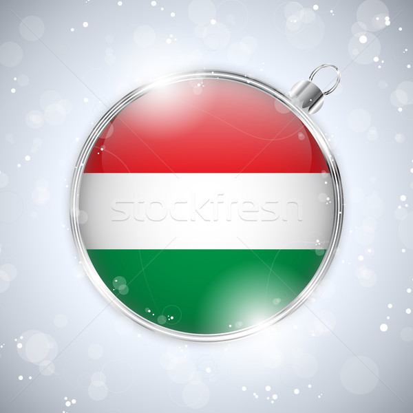 Foto stock: Alegre · Navidad · plata · pelota · bandera · Hungría