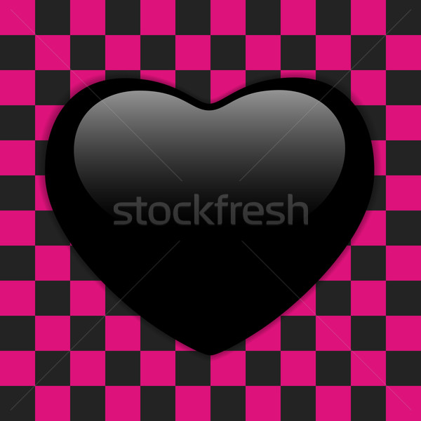 Valentines Day Glossy Emo Heart. Pink and Black Checkers Stock photo © gubh83