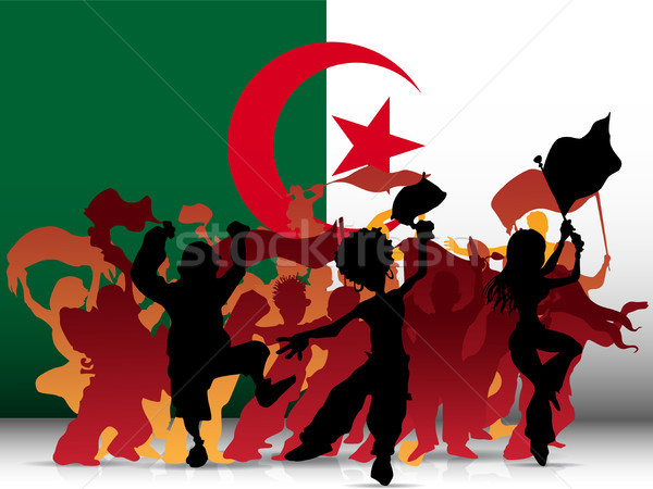 Zdjęcia stock: Algieria · sportu · fan · tłum · banderą · wektora