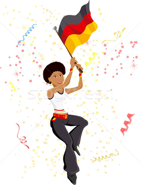 Foto stock: Negro · nina · Alemania · fútbol · ventilador · bandera