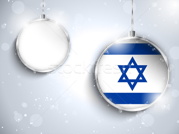 Stok fotoğraf: Neşeli · Noel · gümüş · top · bayrak · İsrail
