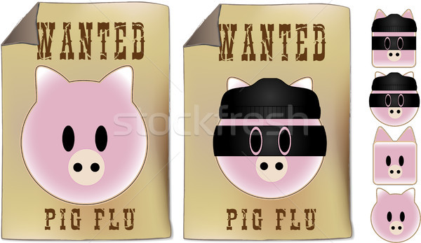 świnia grypa poszukiwany podpisania zestaw wieprzowych Zdjęcia stock © gubh83