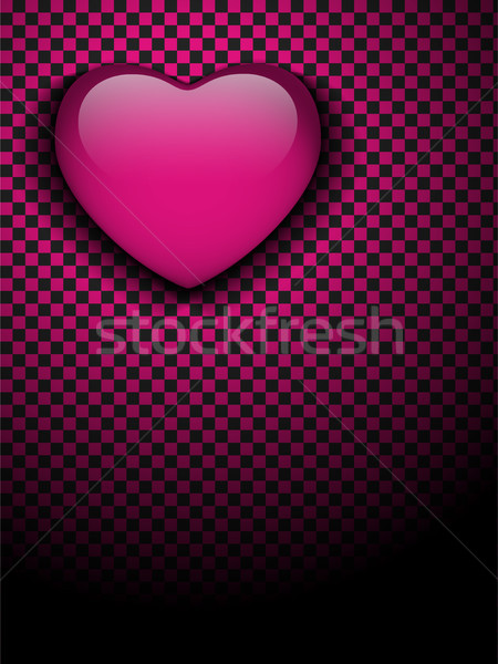 Valentines Day Glossy Emo Heart. Pink and Black Checkers Stock photo © gubh83