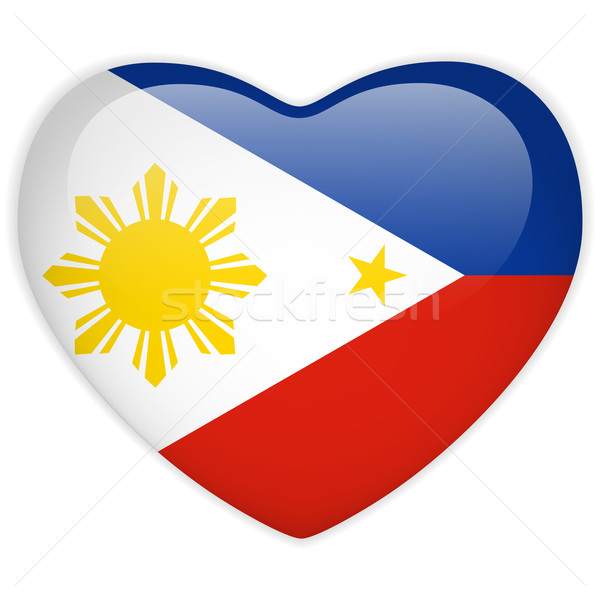 Philippines Flag Heart Glossy Button Stock photo © gubh83