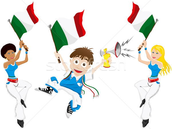 Italy Sport Fan with Flag and Horn Stock photo © gubh83