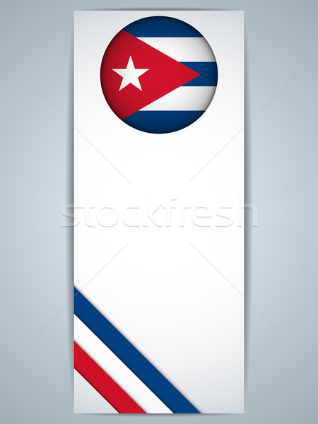 Zdjęcia stock: Kuba · kraju · zestaw · banery · wektora · papieru