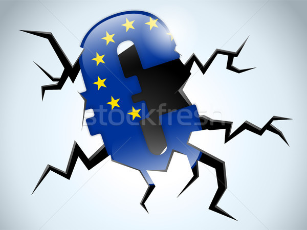 Stock photo: Euro Money Crisis Europe Flag Crack on the Floor
