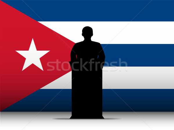 Cuba Speech Tribune Silhouette with Flag Background Stock photo © gubh83