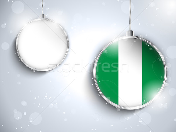 Vidám karácsony ezüst labda zászló Nigéria Stock fotó © gubh83