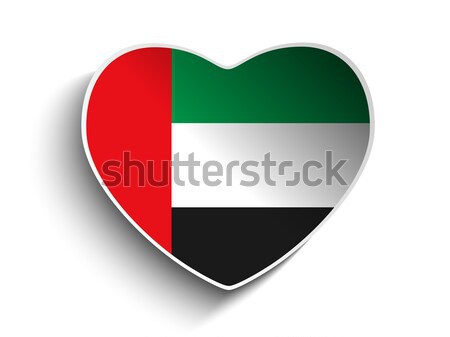Emirates Flag Heart Paper Sticker Stock photo © gubh83