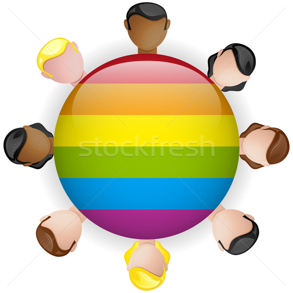 Gay Flag Group Crowd Icon LGBT Stock photo © gubh83