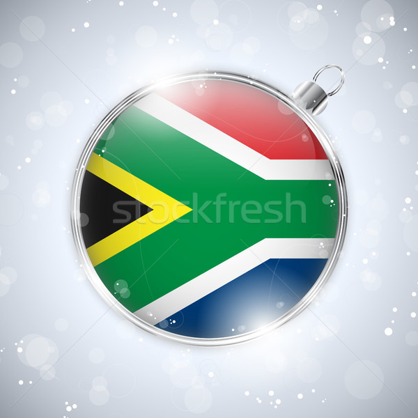 Merry Christmas Silver Ball with Flag South Africa Stock photo © gubh83