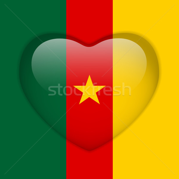 Сток-фото: Камерун · флаг · сердце · кнопки · вектора