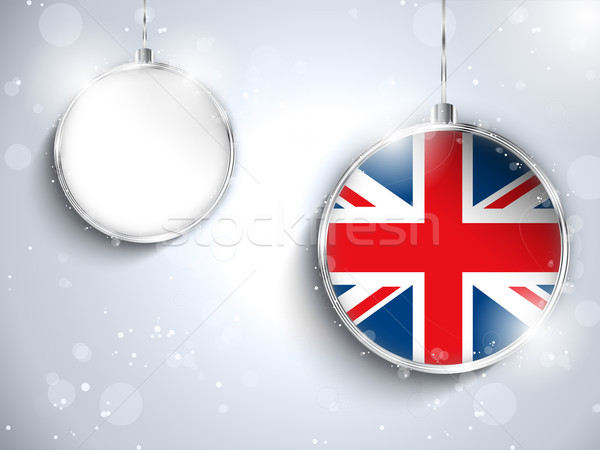 Foto stock: Alegre · Navidad · plata · pelota · bandera · Reino · Unido