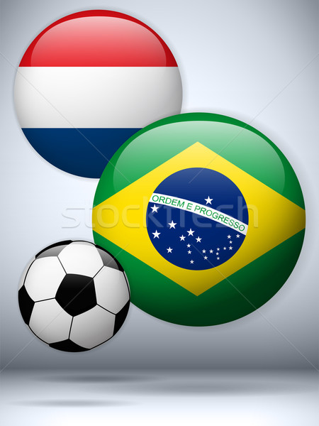 Stock photo: Netherlands versus Brazil Flag Soccer Game