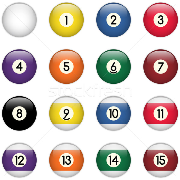 Colored Pool Balls Set from Zero to Fifteen Stock photo © gubh83