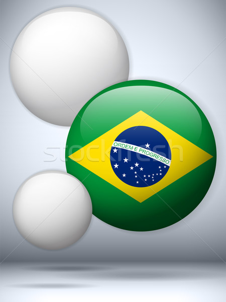 Zdjęcia stock: Brazylia · banderą · przycisk · wektora · szkła